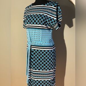 White House Black Market|WHBM Women’s Turquoise/Black Knit Dress
